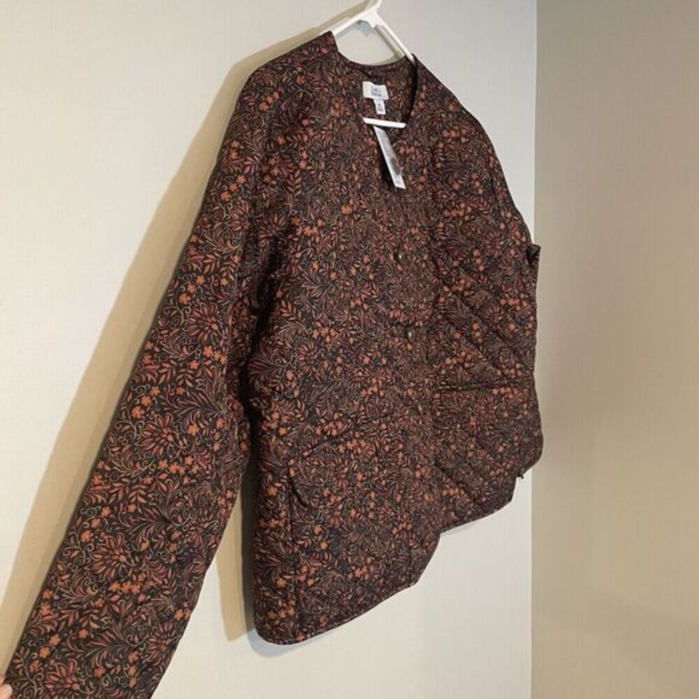Floral Quilted Jacket Women's Autumn Colors Orange Brown Button Jacket XXL NWT - Picture 2 of 11